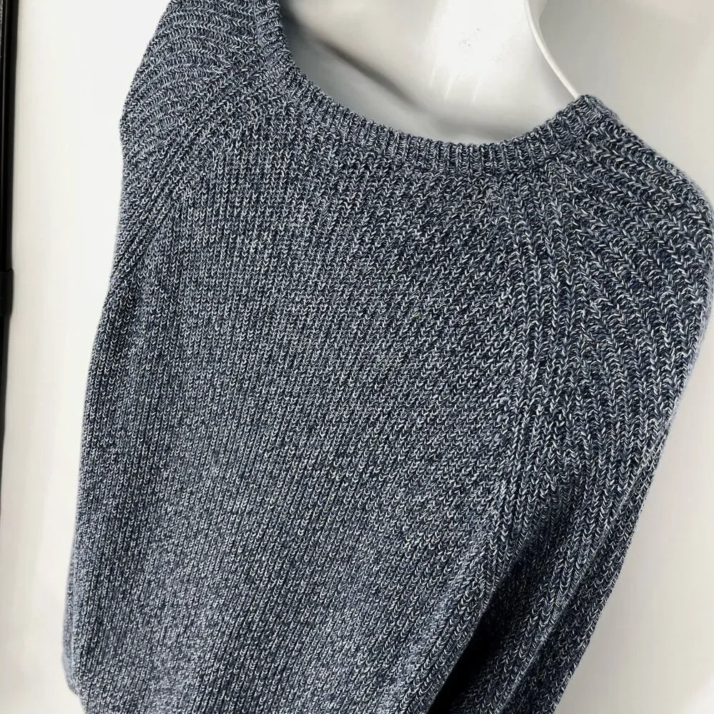 J. Crew Men's Long Sleeve Heavyweight Knit Sweater Cotton Sz XXL Marled Blue